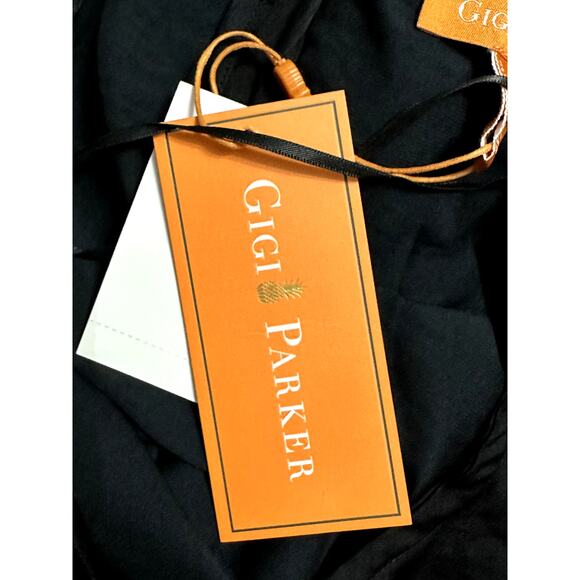 Gigi Parker Wrap Front Blouse 3/4 Sleeve Length Satin Fabric Black W Small NWT - Picture 8 of 11